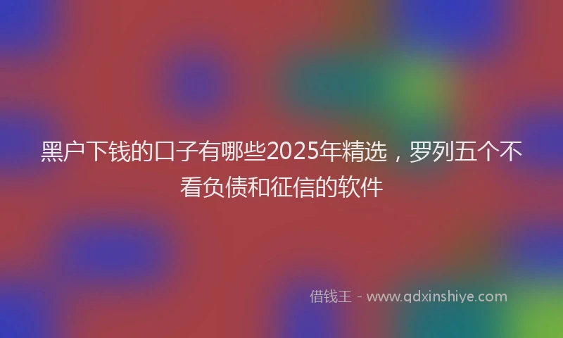 黑户下钱的口子有哪些2025年精选，罗列五个不看负债和征信的软件