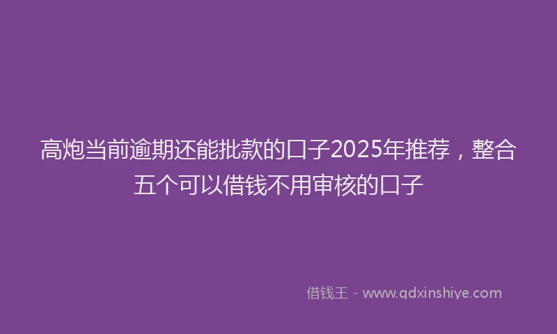 高炮当前逾期还能批款的口子2025年推荐，整合五个可以借钱不用审核的口子