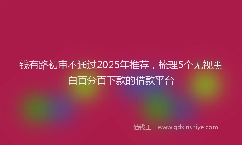 钱有路初审不通过2025年推荐，梳理5个无视黑白百分百下款的借款平台