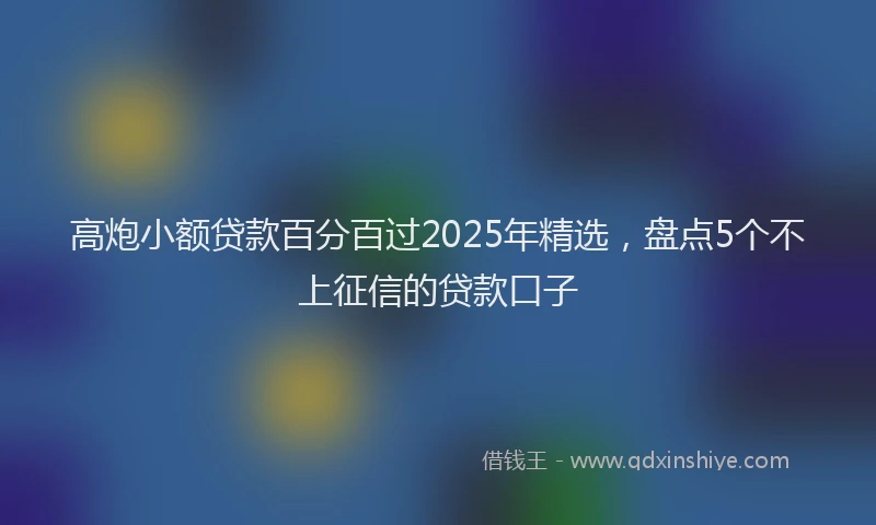 高炮小额贷款百分百过2025年精选，盘点5个不上征信的贷款口子