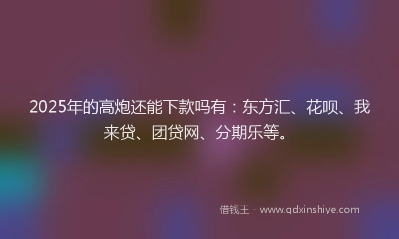 2025年的高炮还能下款吗有：东方汇、花呗、我来贷、团贷网、分期乐等。