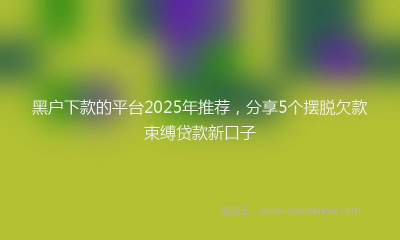 黑户下款的平台2025年推荐，分享5个摆脱欠款束缚贷款新口子