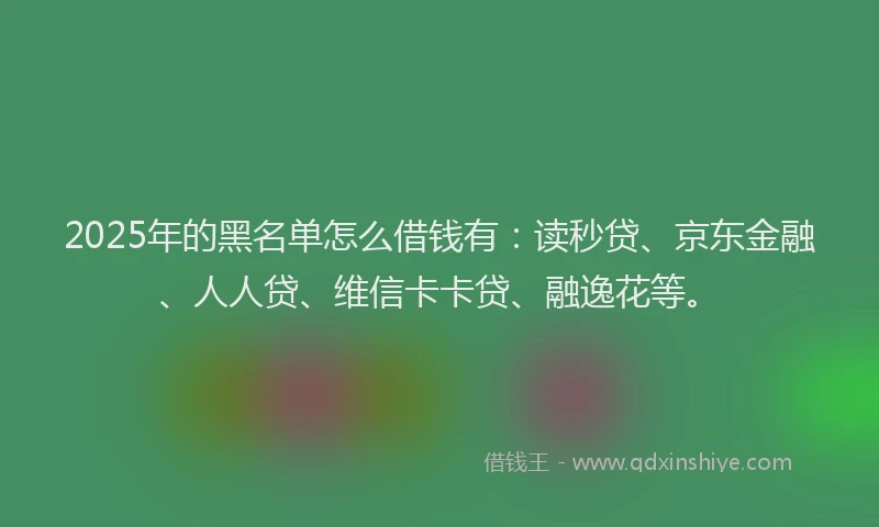 2025年的黑名单怎么借钱有：读秒贷、京东金融、人人贷、维信卡卡贷、融逸花等。
