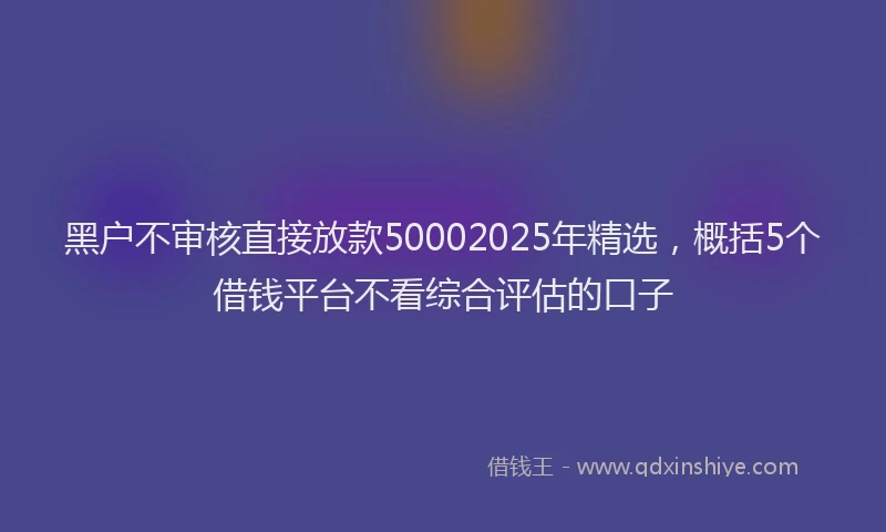 黑户不审核直接放款50002025年精选，概括5个借钱平台不看综合评估的口子