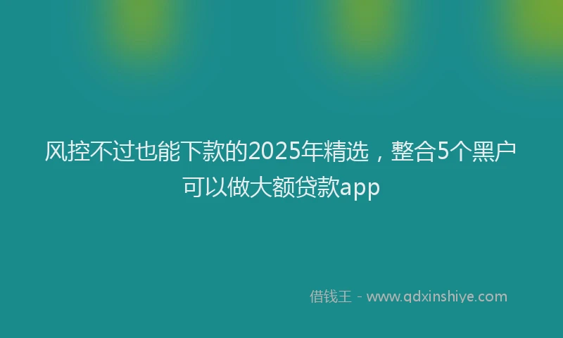 风控不过也能下款的2025年精选，整合5个黑户可以做大额贷款app
