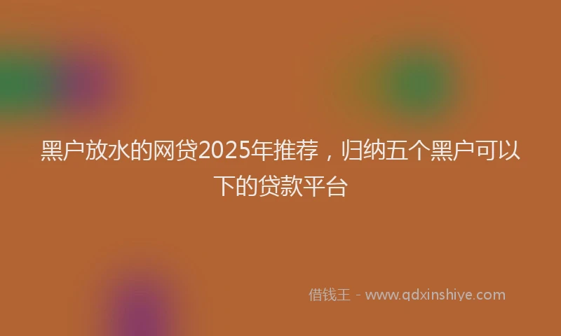 黑户放水的网贷2025年推荐，归纳五个黑户可以下的贷款平台