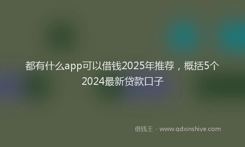 都有什么app可以借钱2025年推荐，概括5个2024最新贷款口子