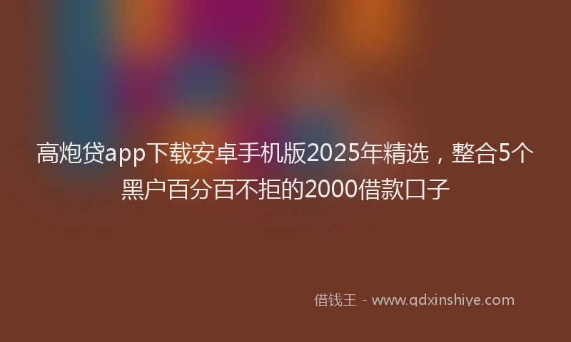 高炮贷app下载安卓手机版2025年精选，整合5个黑户百分百不拒的2000借款口子