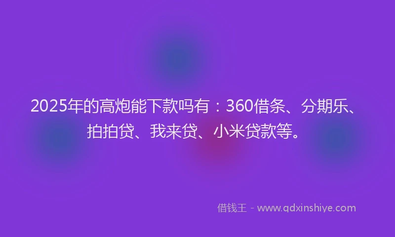 2025年的高炮能下款吗有：360借条、分期乐、拍拍贷、我来贷、小米贷款等。