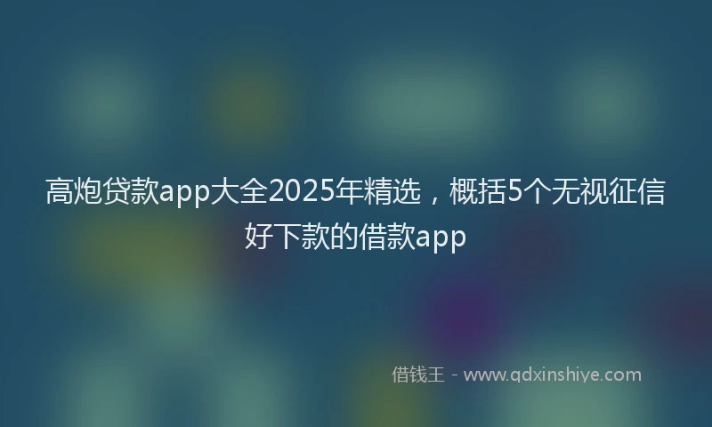 高炮贷款app大全2025年精选，概括5个无视征信好下款的借款app