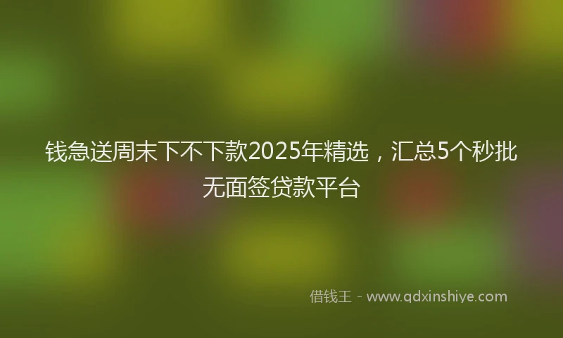钱急送周末下不下款2025年精选，汇总5个秒批无面签贷款平台