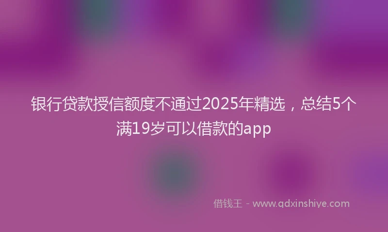 银行贷款授信额度不通过2025年精选，总结5个满19岁可以借款的app