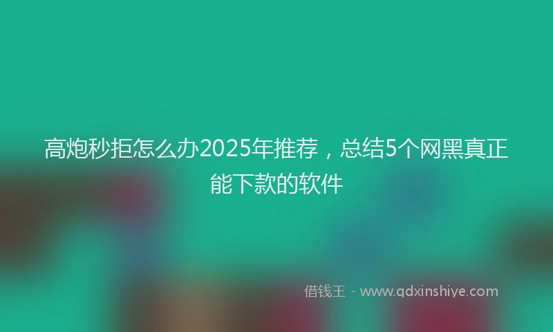 高炮秒拒怎么办2025年推荐，总结5个网黑真正能下款的软件