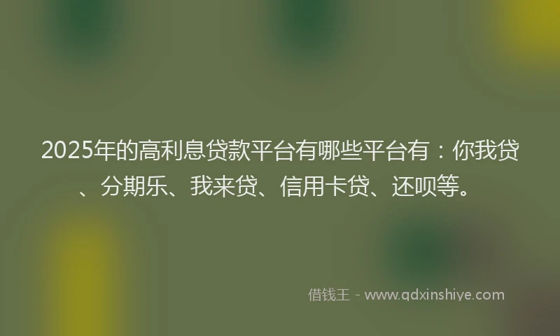 2025年的高利息贷款平台有哪些平台有：你我贷、分期乐、我来贷、信用卡贷、还呗等。