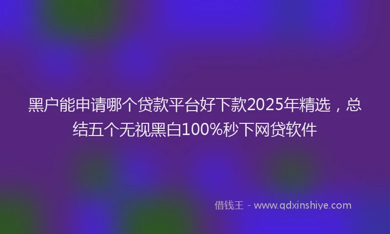 黑户能申请哪个贷款平台好下款2025年精选，总结五个无视黑白100%秒下网贷软件