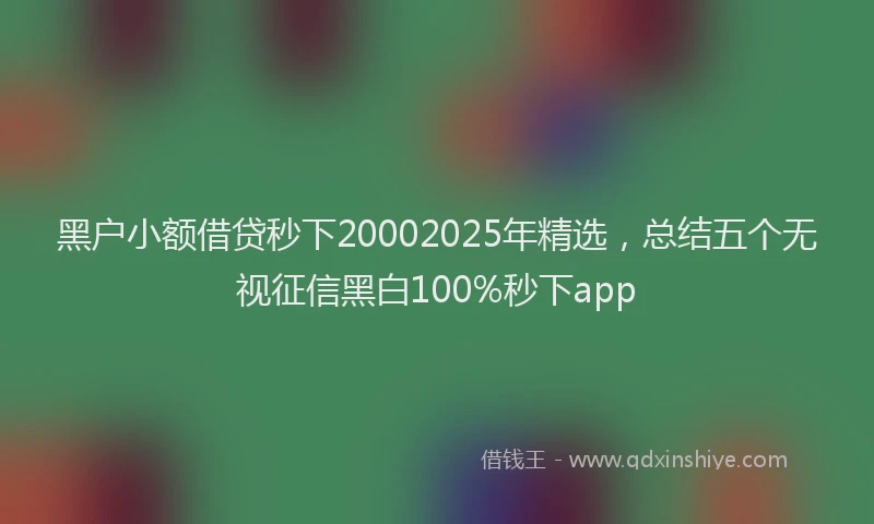 黑户小额借贷秒下20002025年精选，总结五个无视征信黑白100%秒下app