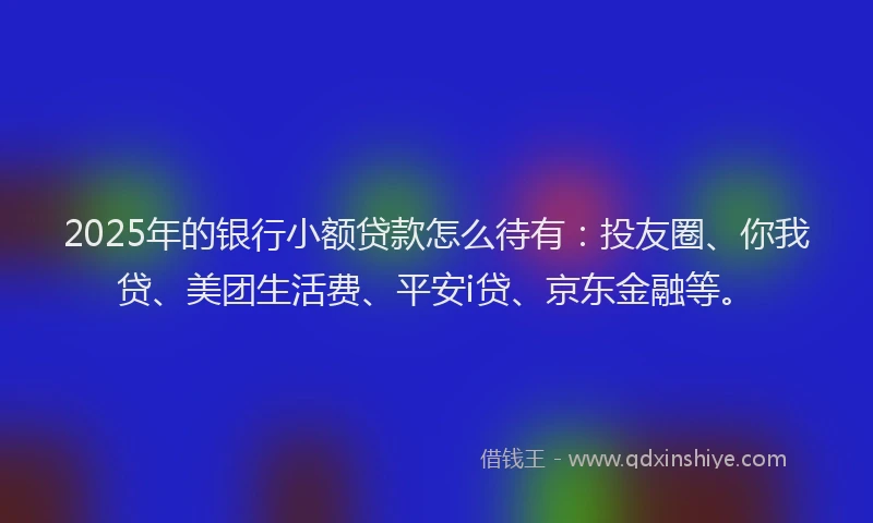 2025年的银行小额贷款怎么待有：投友圈、你我贷、美团生活费、平安i贷、京东金融等。