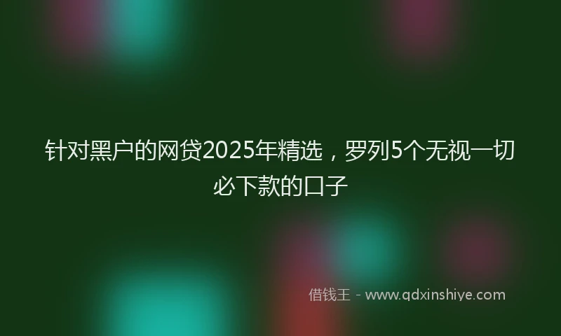 针对黑户的网贷2025年精选，罗列5个无视一切必下款的口子