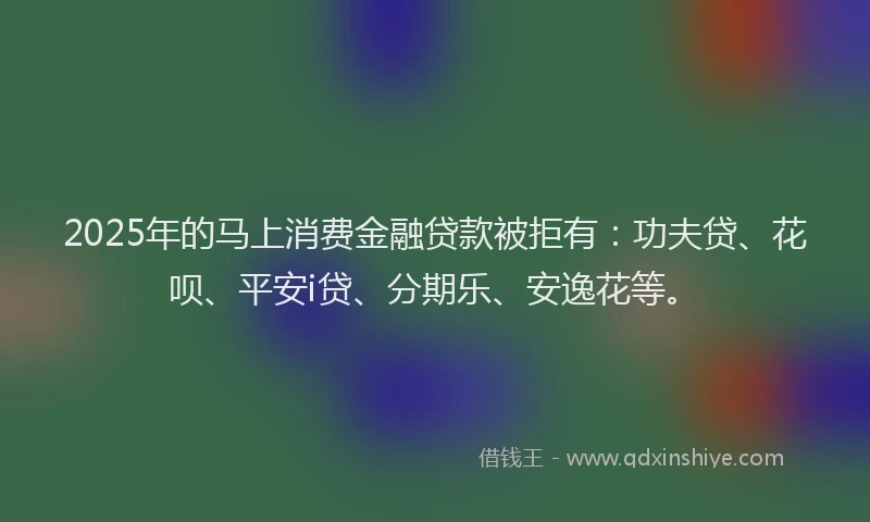 2025年的马上消费金融贷款被拒有：功夫贷、花呗、平安i贷、分期乐、安逸花等。