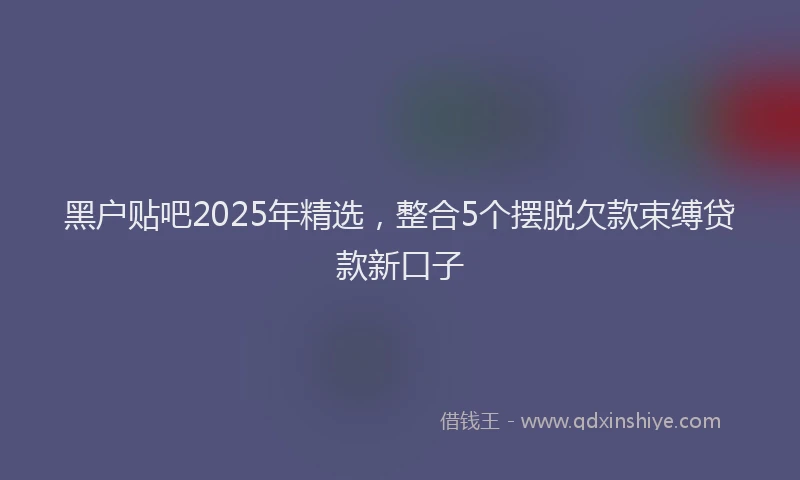 黑户贴吧2025年精选，整合5个摆脱欠款束缚贷款新口子