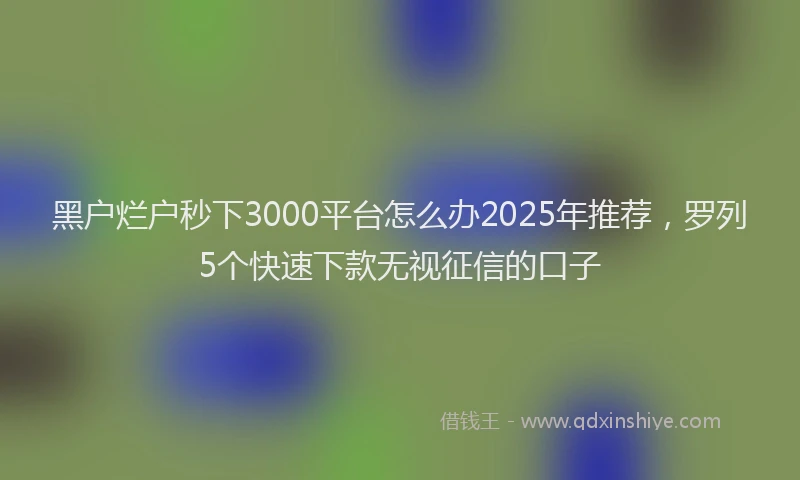 黑户烂户秒下3000平台怎么办2025年推荐，罗列5个快速下款无视征信的口子