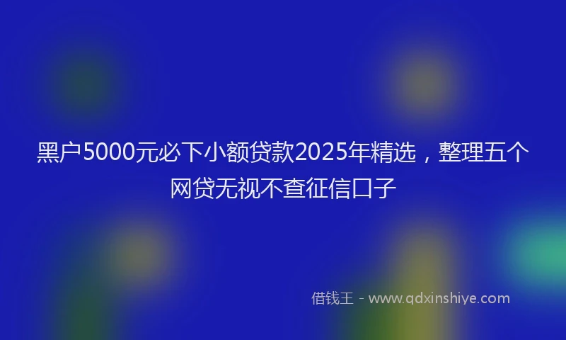黑户5000元必下小额贷款2025年精选，整理五个网贷无视不查征信口子