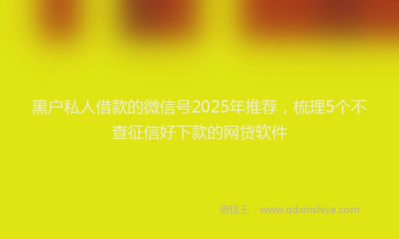 黑户私人借款的微信号2025年推荐，梳理5个不查征信好下款的网贷软件