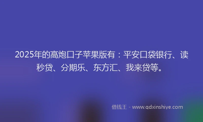 2025年的高炮口子苹果版有：平安口袋银行、读秒贷、分期乐、东方汇、我来贷等。