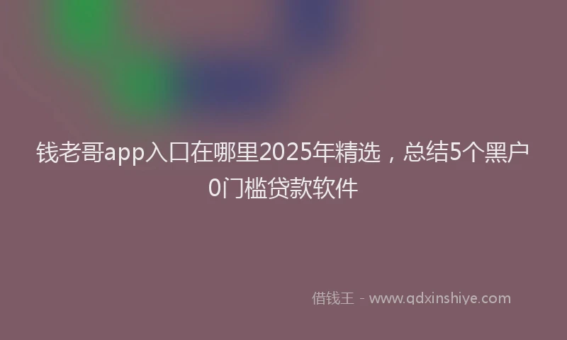 钱老哥app入口在哪里2025年精选，总结5个黑户0门槛贷款软件
