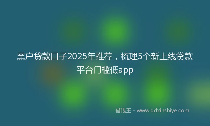 黑户贷款口子2025年推荐，梳理5个新上线贷款平台门槛低app