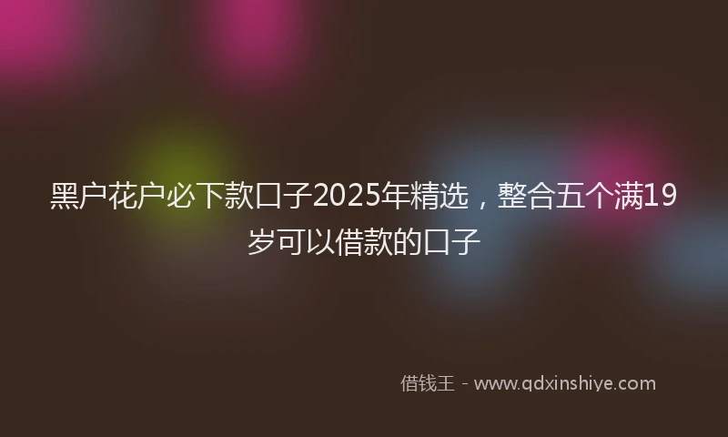 黑户花户必下款口子2025年精选，整合五个满19岁可以借款的口子