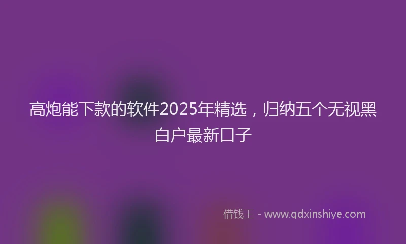 高炮能下款的软件2025年精选，归纳五个无视黑白户最新口子