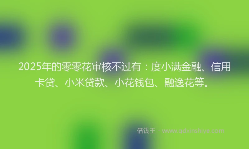 2025年的零零花审核不过有：度小满金融、信用卡贷、小米贷款、小花钱包、融逸花等。