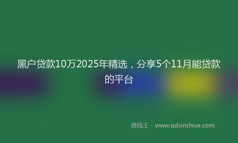 黑户贷款10万2025年精选，分享5个11月能贷款的平台