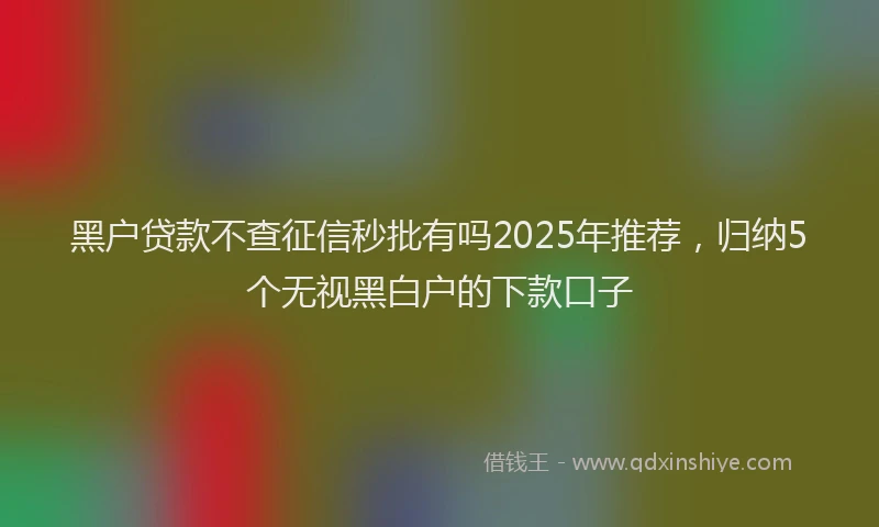 黑户贷款不查征信秒批有吗2025年推荐，归纳5个无视黑白户的下款口子