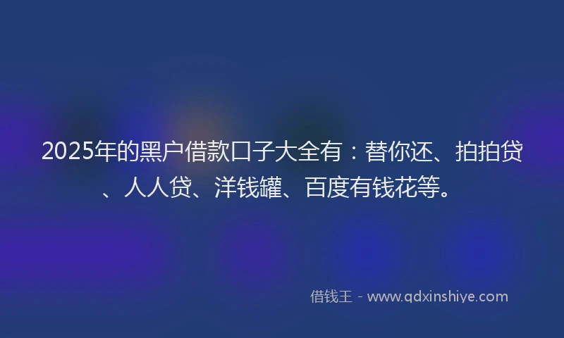 2025年的黑户借款口子大全有：替你还、拍拍贷、人人贷、洋钱罐、百度有钱花等。