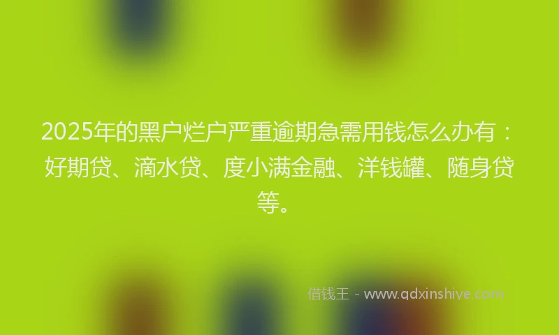 2025年的黑户烂户严重逾期急需用钱怎么办有：好期贷、滴水贷、度小满金融、洋钱罐、随身贷等。