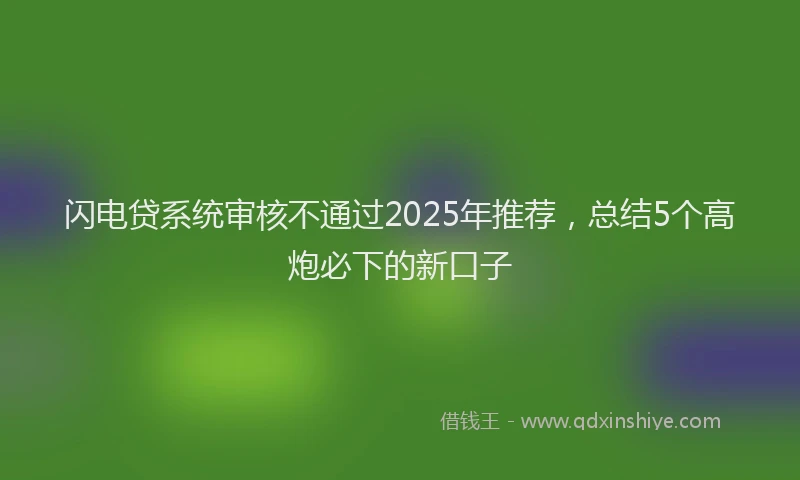 闪电贷系统审核不通过2025年推荐，总结5个高炮必下的新口子