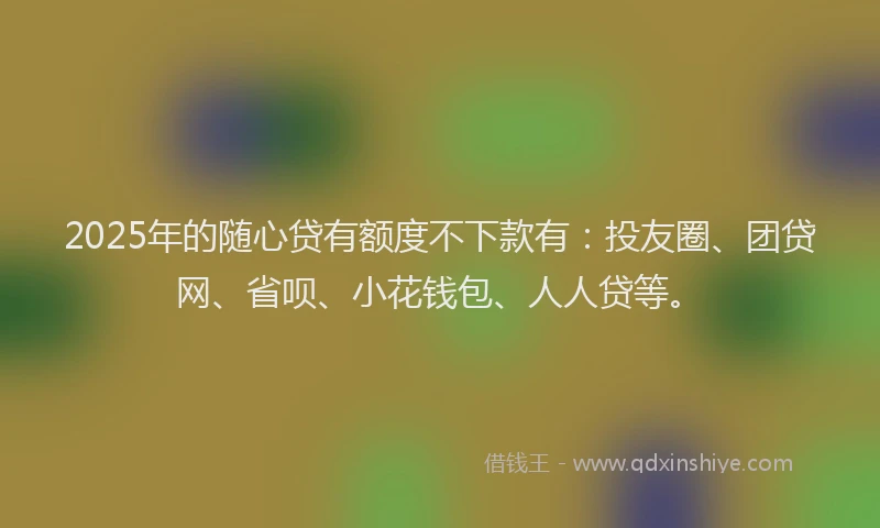 2025年的随心贷有额度不下款有：投友圈、团贷网、省呗、小花钱包、人人贷等。