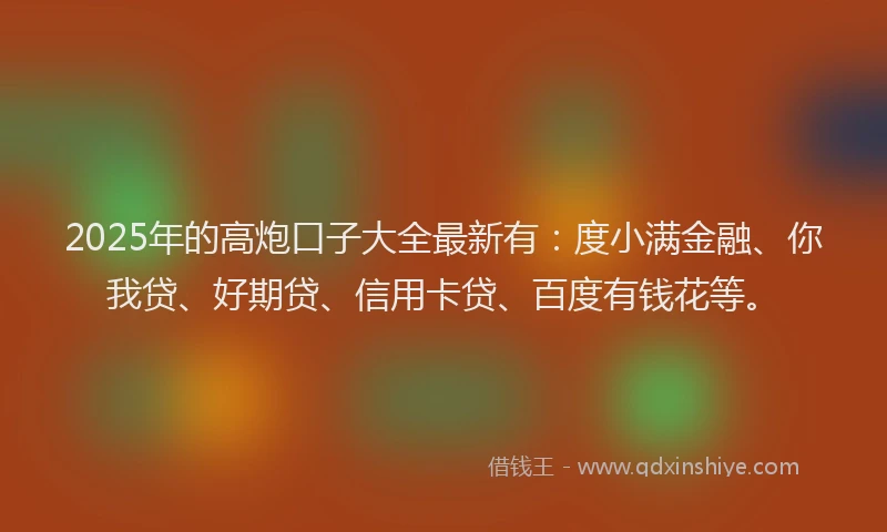 2025年的高炮口子大全最新有：度小满金融、你我贷、好期贷、信用卡贷、百度有钱花等。