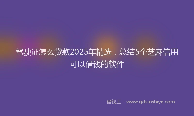 驾驶证怎么贷款2025年精选，总结5个芝麻信用可以借钱的软件