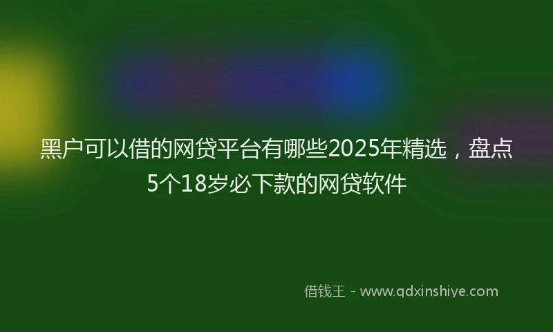 黑户可以借的网贷平台有哪些2025年精选，盘点5个18岁必下款的网贷软件