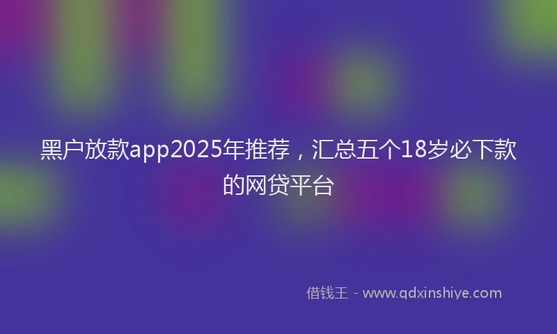 黑户放款app2025年推荐，汇总五个18岁必下款的网贷平台