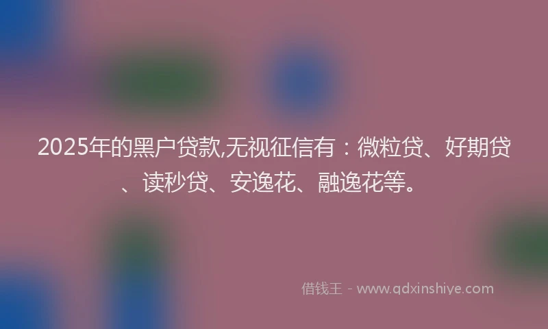 2025年的黑户贷款,无视征信有：微粒贷、好期贷、读秒贷、安逸花、融逸花等。