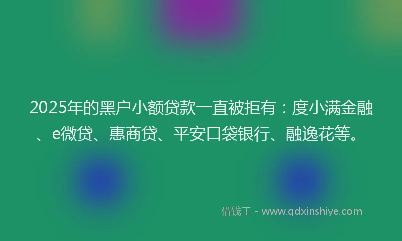 2025年的黑户小额贷款一直被拒有：度小满金融、e微贷、惠商贷、平安口袋银行、融逸花等。