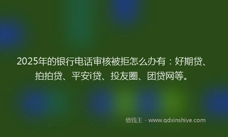 2025年的银行电话审核被拒怎么办有：好期贷、拍拍贷、平安i贷、投友圈、团贷网等。