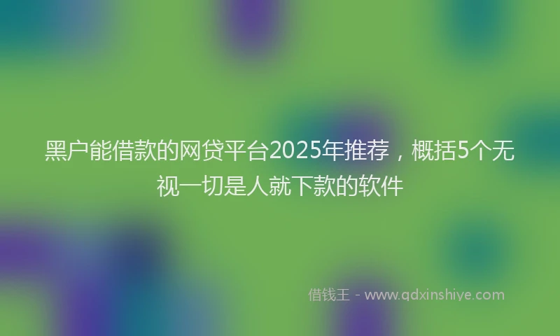 黑户能借款的网贷平台2025年推荐，概括5个无视一切是人就下款的软件