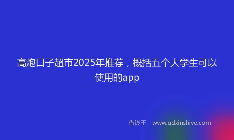 高炮口子超市2025年推荐，概括五个大学生可以使用的app