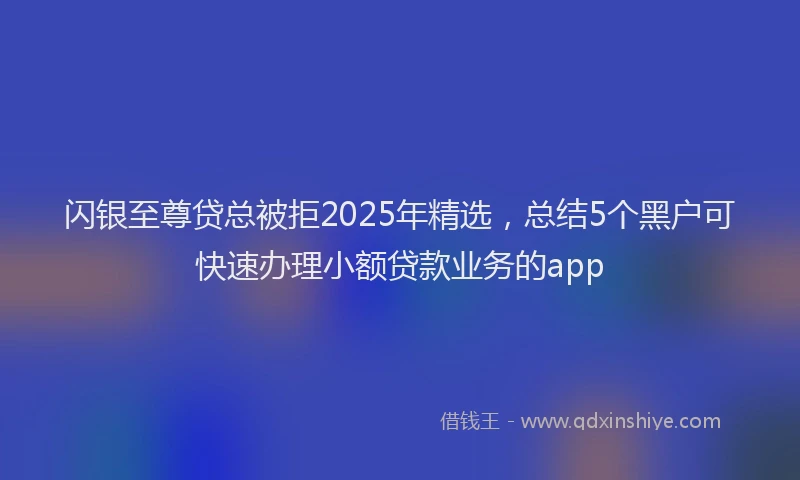 闪银至尊贷总被拒2025年精选，总结5个黑户可快速办理小额贷款业务的app