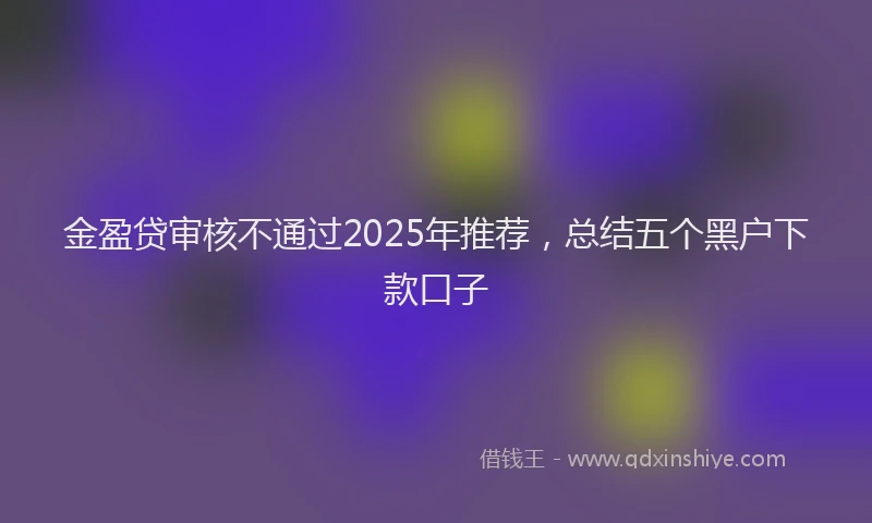 金盈贷审核不通过2025年推荐，总结五个黑户下款口子